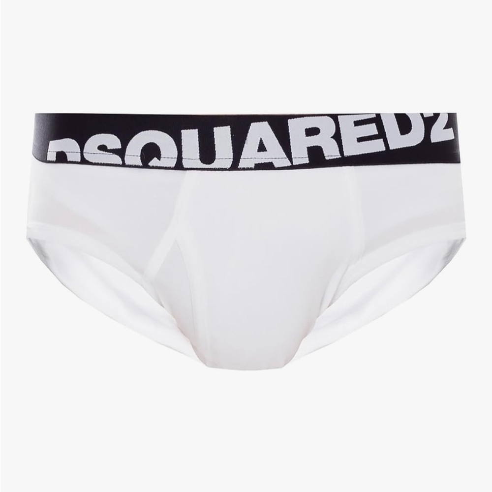 DSQUARED2 Men's 2 pack White Briefs with black trim Size Large
